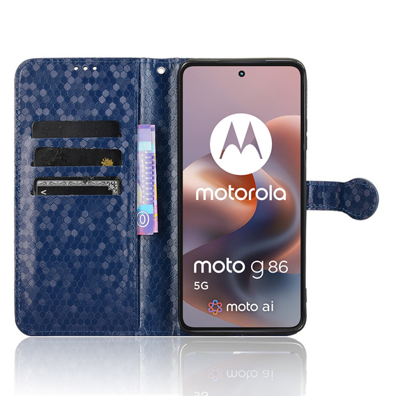 Etui z klapką do Motorola Moto G86 5G, Wallet Rhombus, niebieskie