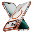 Etui pancerne do iPhone 17 Pro, do MagSafe, przezroczyste z pomarańczową ramką