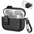 Etui do AirPods Pro 3 z podstawką, zatrzaskiem i karabińczykiem, czarne