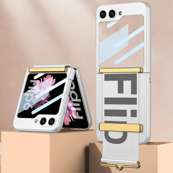 Etui do Samsung Galaxy Z Flip7 FE / Z Flip6, Strap Cover, srebrne