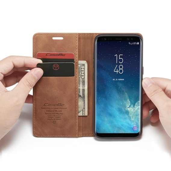 Etui CASEME do Samsung Galaxy S8, Leather Wallet Case, brązowe