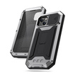 Etui do iPhone 13, R-JUST CamShield Slide, pancerne, srebrne / czarne