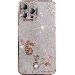 Etui do iPhone 13 Pro, Glitter Flower, różowe rose gold