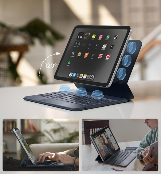 Etui z klawiaturą do iPad 11" 2025 A16 (11 gen.) / iPad 10.9" 2022 (10 gen.), Dexnor Magnetic Keyboard Touchpad, niebieskie