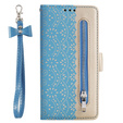 Etui z klapką do Samsung Galaxy A33 5G, Wallet Pocket Zipper Lace, niebieskie