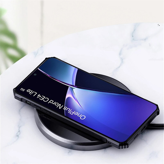 Etui do OnePlus Nord CE4 Lite, z blaszką magnetyczne, przezroczyste / czarne