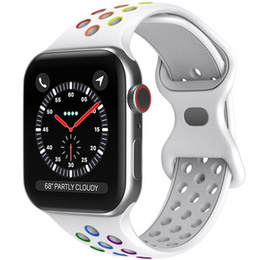 Pasek Silikonowy do Apple Watch 1/2/3/4/5/6/7/8/9/10/11/SE Ultra 1/2/3 42/44/45/46/49mm, Biały/Wielokolorowy