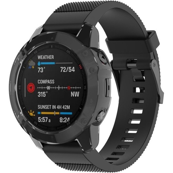 Etui Ochronne Silikonowe do Garmin Fenix 6 / 6 Pro, Case, Przezroczyste Czarne
