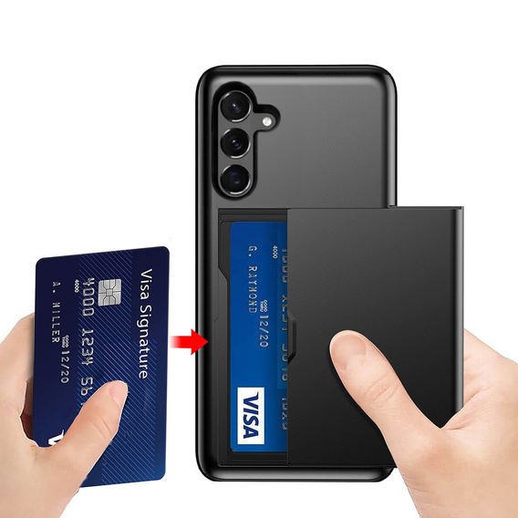 Etui do Samsung Galaxy A56 5G, Sliding Card Holder, czarne