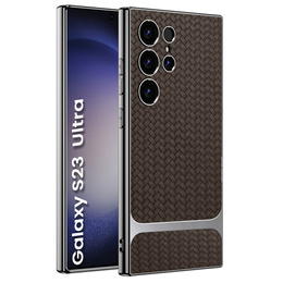 Etui do Samsung Galaxy S23 Ultra, GKK Woven Leather, kawowe