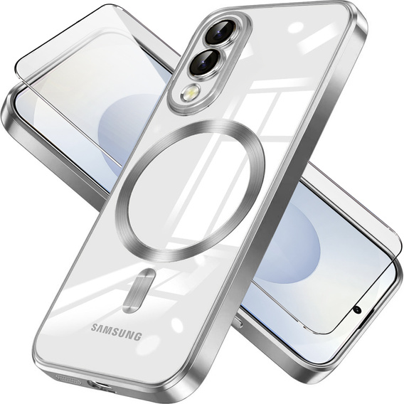 Etui do Samsung Galaxy S25 Edge, Electro MagSafe, srebrne + Szkło na ekran
