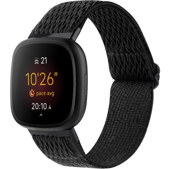 Pasek Nylonowy do Fitbit Versa 3/Versa 4, Czarny