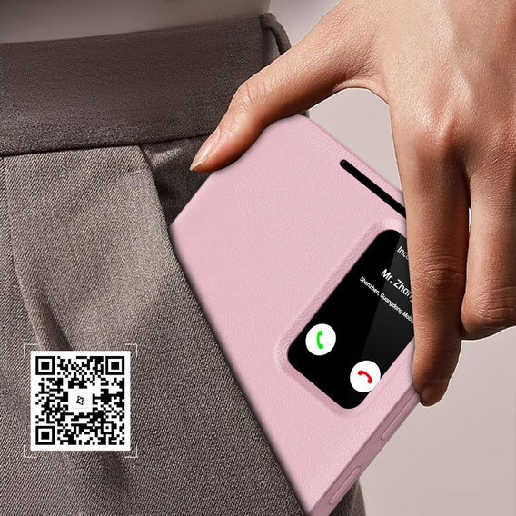 Etui z klapką do Samsung Galaxy S24 FE, Smart View Wallet, różowe
