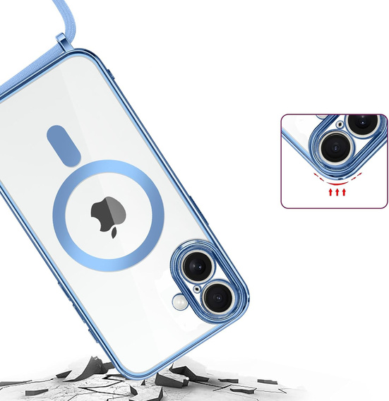 Etui do iPhone 17, Electro MagSafe, niebieskie + Smycz