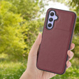 Etui skórzane do Samsung Galaxy A54, Obudowa Lychee leather Case, bordowe