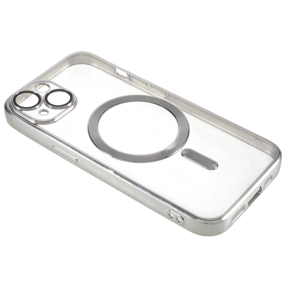 Zestaw Etui do iPhone 14, MagSafe Hybrid, srebrne + Szkło
