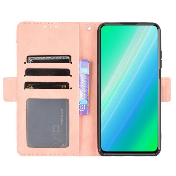 Etui z klapką do Infinix Hot 11s, Card Slot, różowe