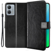 Etui z klapką do Motorola Moto G73 5G, Crazy Horse Wallet, czarne