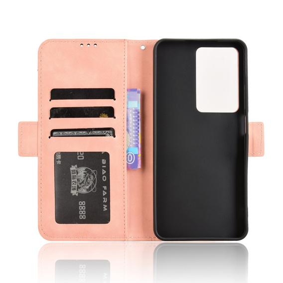 Etui z klapką do Realme 14X / Realme C75, Card Slot, różowe