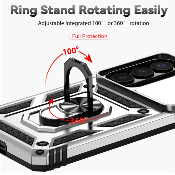 Etui pancerne do Samsung Galaxy S26 Plus, CamShield Slide, srebrne