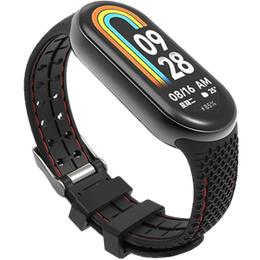Pasek Silikonowy do Xiaomi Smart Band 10 / 9 / 8, Czarny / Czerwony