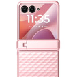 Etui do Motorola Razr 60 Ultra, PC Kickstand Case, ze szkłem, różowe