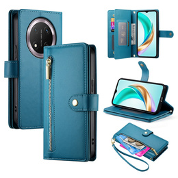 Etui z klapką do Honor Magic 7 Lite, Wallet Zipper Pocket, niebieskie