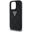 Etui GUESS do iPhone 16 Pro Max, Grained Hot Stamp 4G Triangle Metal, czarne
