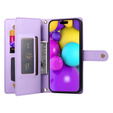 Etui z klapką do iPhone 16 Plus, Wallet Zipper Pocket, fioletowe
