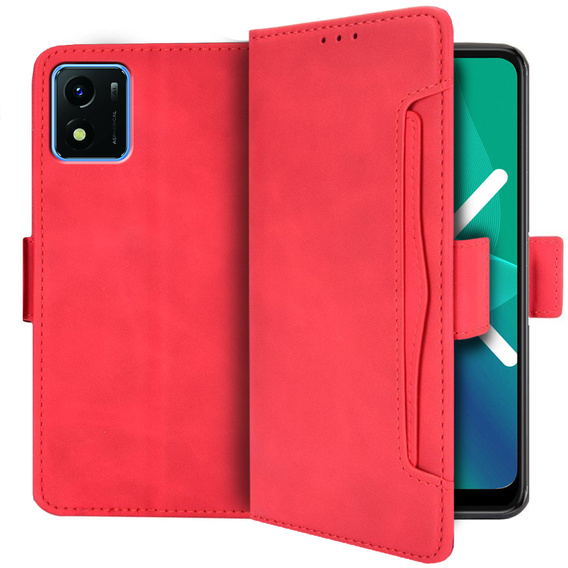 Etui z klapką do Vivo Y01, Card Slot, czerwone