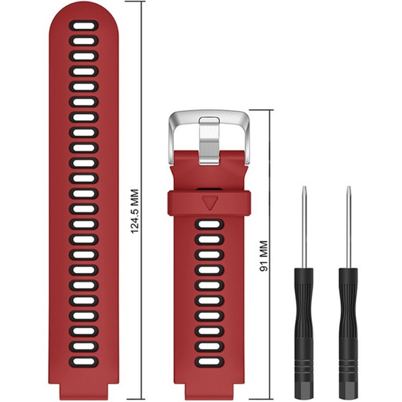 Pasek Silikonowy do Garmin Forerunner 220/230/235/620/630/735/735XT, Czerwony/Czarny
