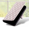 Etui z klapką do Samsung Galaxy A16 / A16 5G, Rhombus Crossbody Leather, różowe rose gold