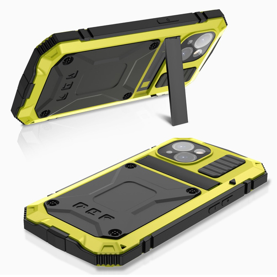 Etui do iPhone 15, R-JUST, pancerne, żółte / czarne