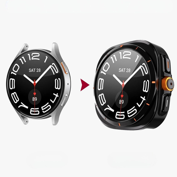 2w1 Etui + Szkło Hartowane do Samsung Galaxy Watch 7 44mm, Czarne