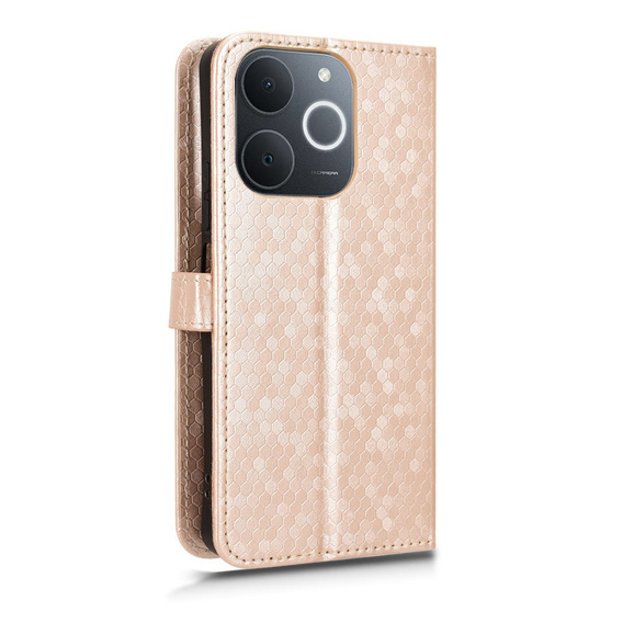 Etui z klapką do Realme Note 70T 4G, Wallet Rhombus, złote