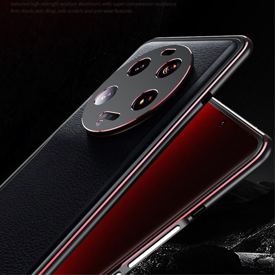 Etui do Xiaomi 13 Ultra z metalową ramką, czarne/czerwone