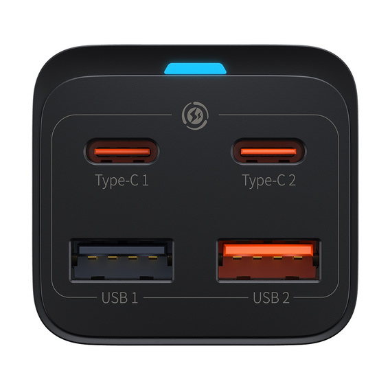Baseus ładowarka sieciowa 65 W GaN3 Pro 2×USB‑C 2×USB‑A - Czarna