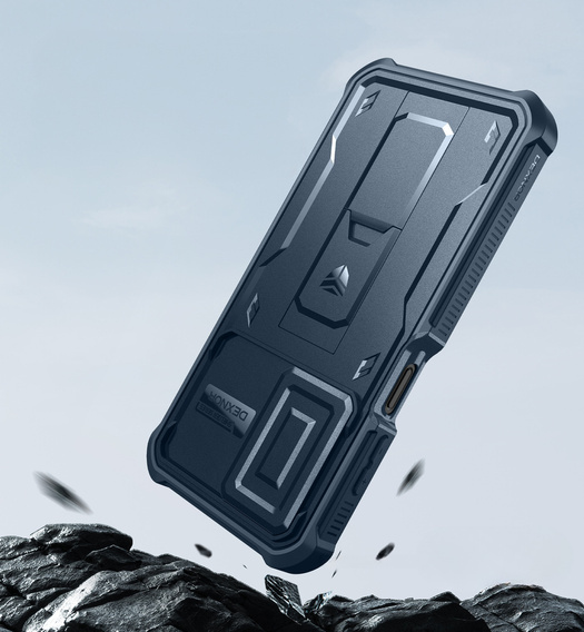 Etui pancerne do Samsung Galaxy A26 5G, Dexnor Kickstand Cam Protector, niebieskie