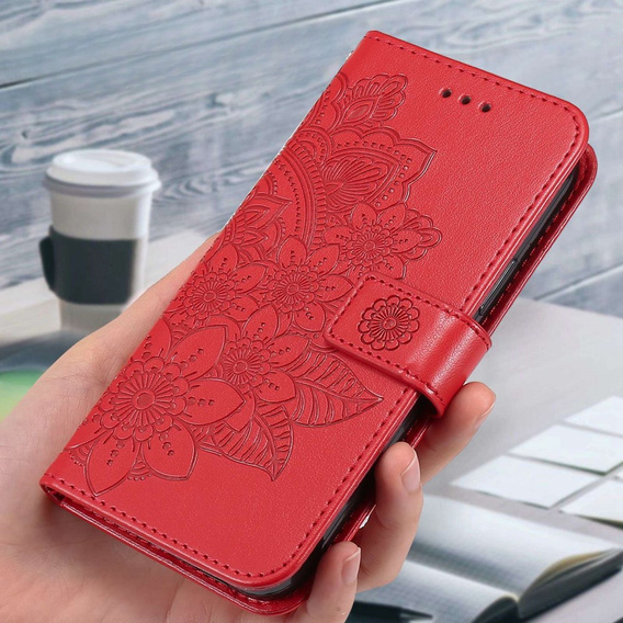 Etui z klapką do Samsung Galaxy A14 4G/5G, Mandala, czerwone