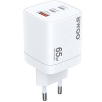 Ładowarka sieciowa BWOO CDA147 65W GaN, 2xUSB-C 1x USB-A, biała