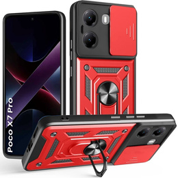 Etui pancerne do Xiaomi Poco X7 Pro 5G, CamShield Slide, czerwone