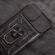 Etui do iPhone 15 Pro Max, pancerne Slide Ring, czarne + szkło 9H