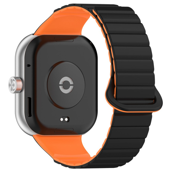 Pasek Silikonowy do Xiaomi Redmi Watch 4 / Xiaomi Smart Band 8 Pro / Xiaomi Smart Band 9 Pro, Czarny/Pomarańczowy
