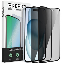2x Szkło Prywatyzujące do iPhone 15 Plus, ERBORD Anti-Spy Hartowane