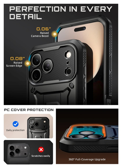 Etui Supcase do iPhone 17 Pro Max, Unicorn Beetle Pro, Black