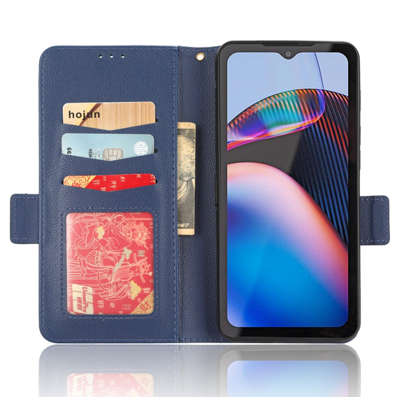 Etui z klapką do Cat S75 5G, Wallet Litchi Magnet, granatowe