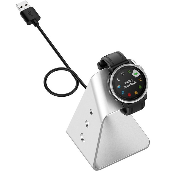 Aluminiowa Stacja Dokująca z kablem USB do zegarków Garmin, Srebrna