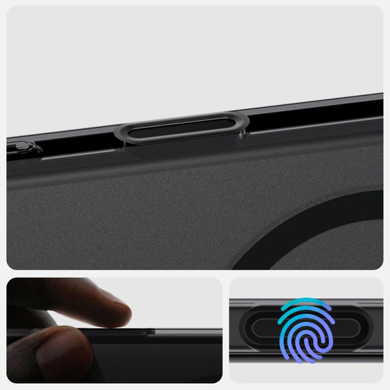 Etui z MagSafe Spigen do iPhone 16 Pro Max, Ultra Hybrid "T", matowe przezroczyste / czarne + Szkło Hartowane 9H