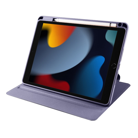 Etui do iPad 10.2" 2021/2020/2019 (9/8/7 gen.), z miejscem na rysik, Obrotowe 360°, Fioletowe