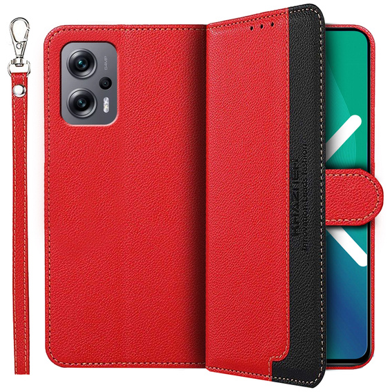 Etui Wallet do Xiaomi Poco X4 GT 5G, KHAZNEH RFID, Dual Color, Red